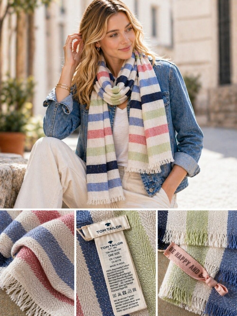 TOM TAILOR oversized 100 % cotton scarf